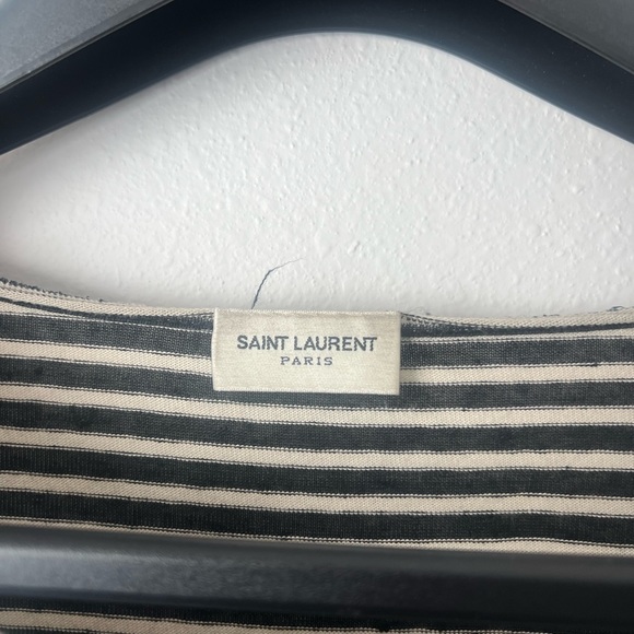 SAINT LAURENT STRIPE LINEN COTTON T-SHIRT - Picture 8 of 10